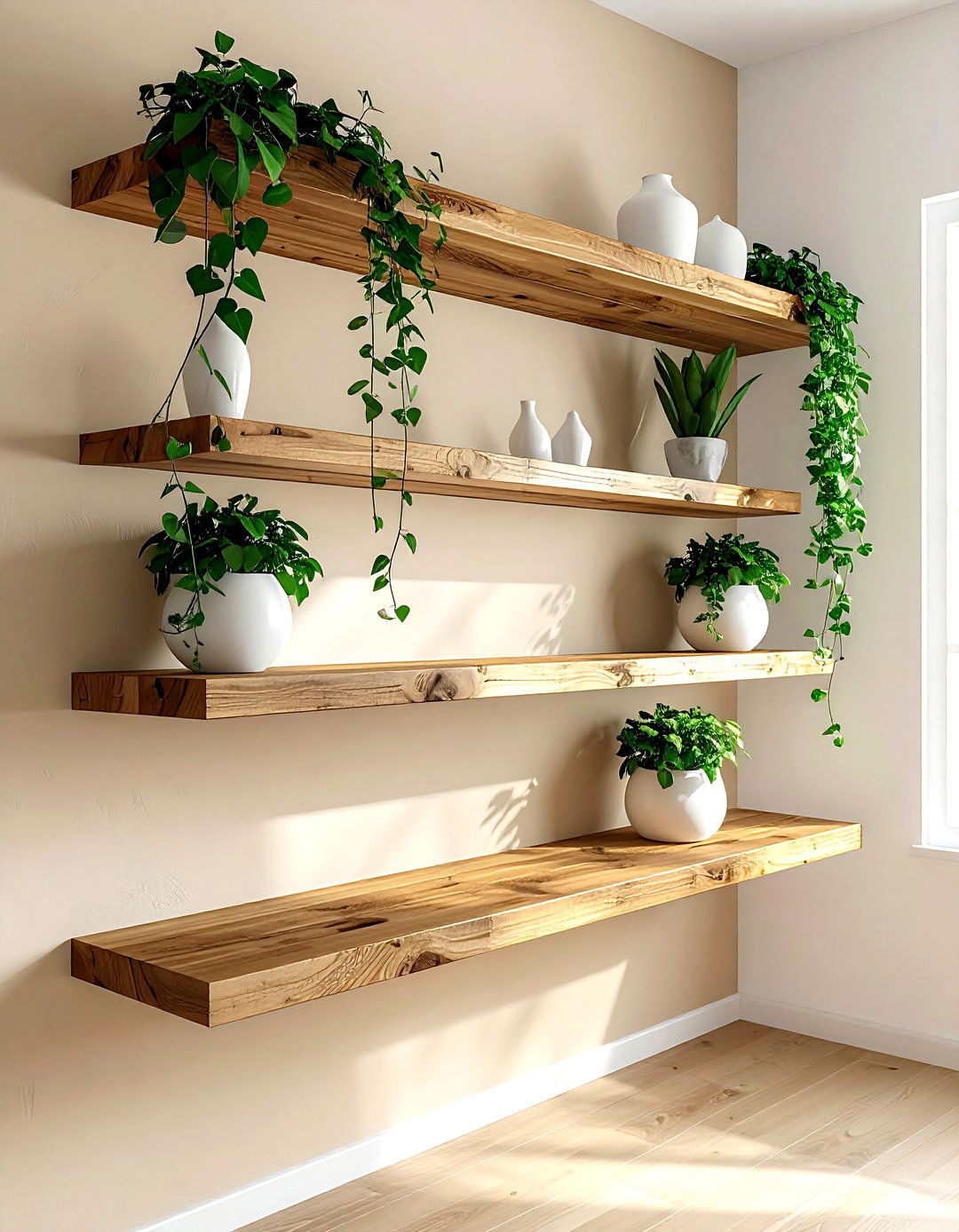 Floating wood shelf - 30 decor enhancement ideas