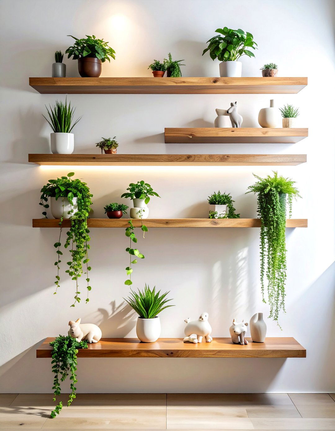 Floating wood shelf - 30 jungle decor ideas
