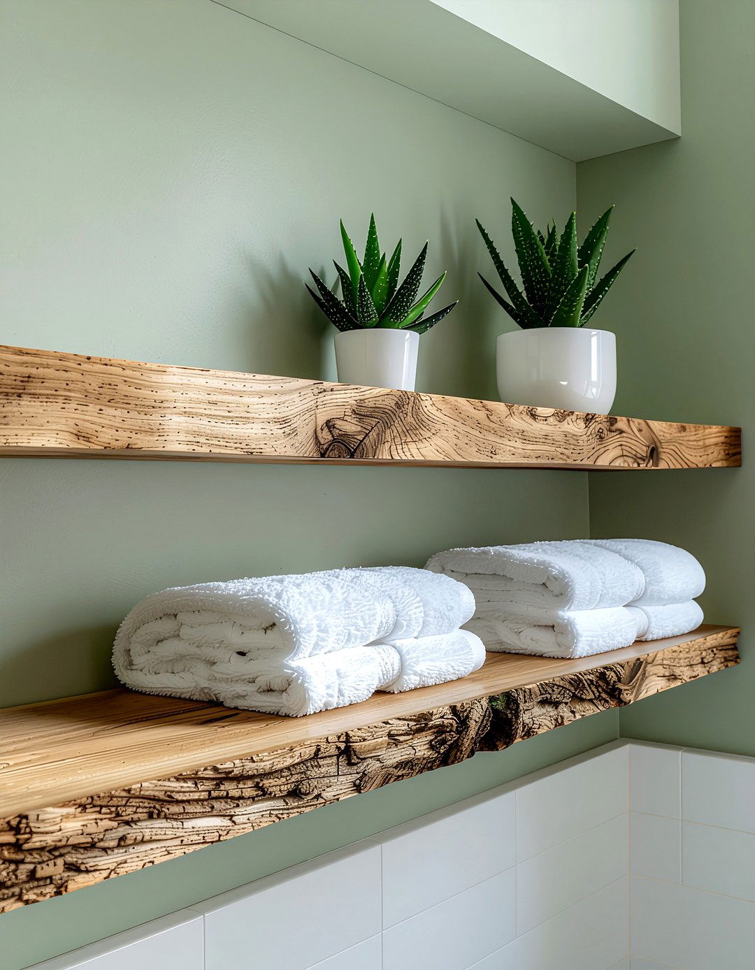 Floating wood shelf - 30 bathroom handmade ideas