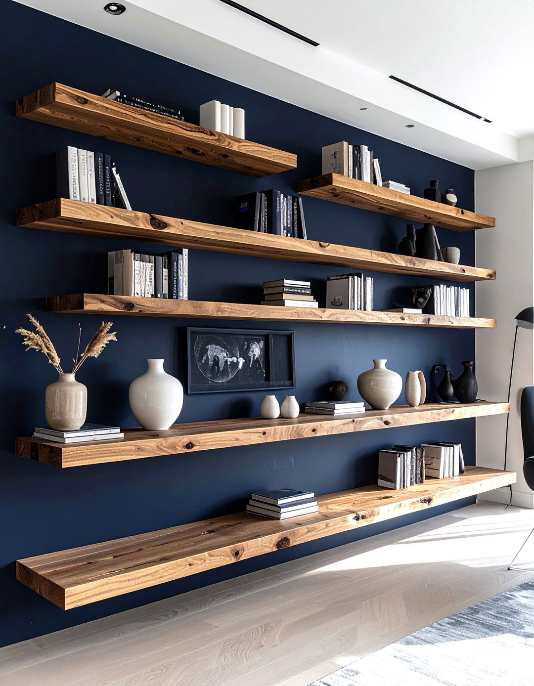 Floating wood shelves - 30 wood accent ideas