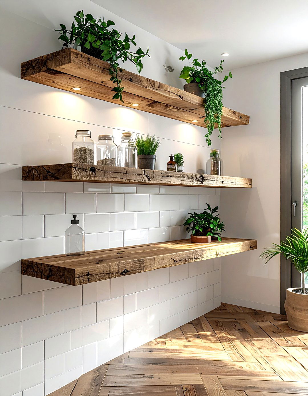 Floating wood shelves - 30 bathroom update ideas
