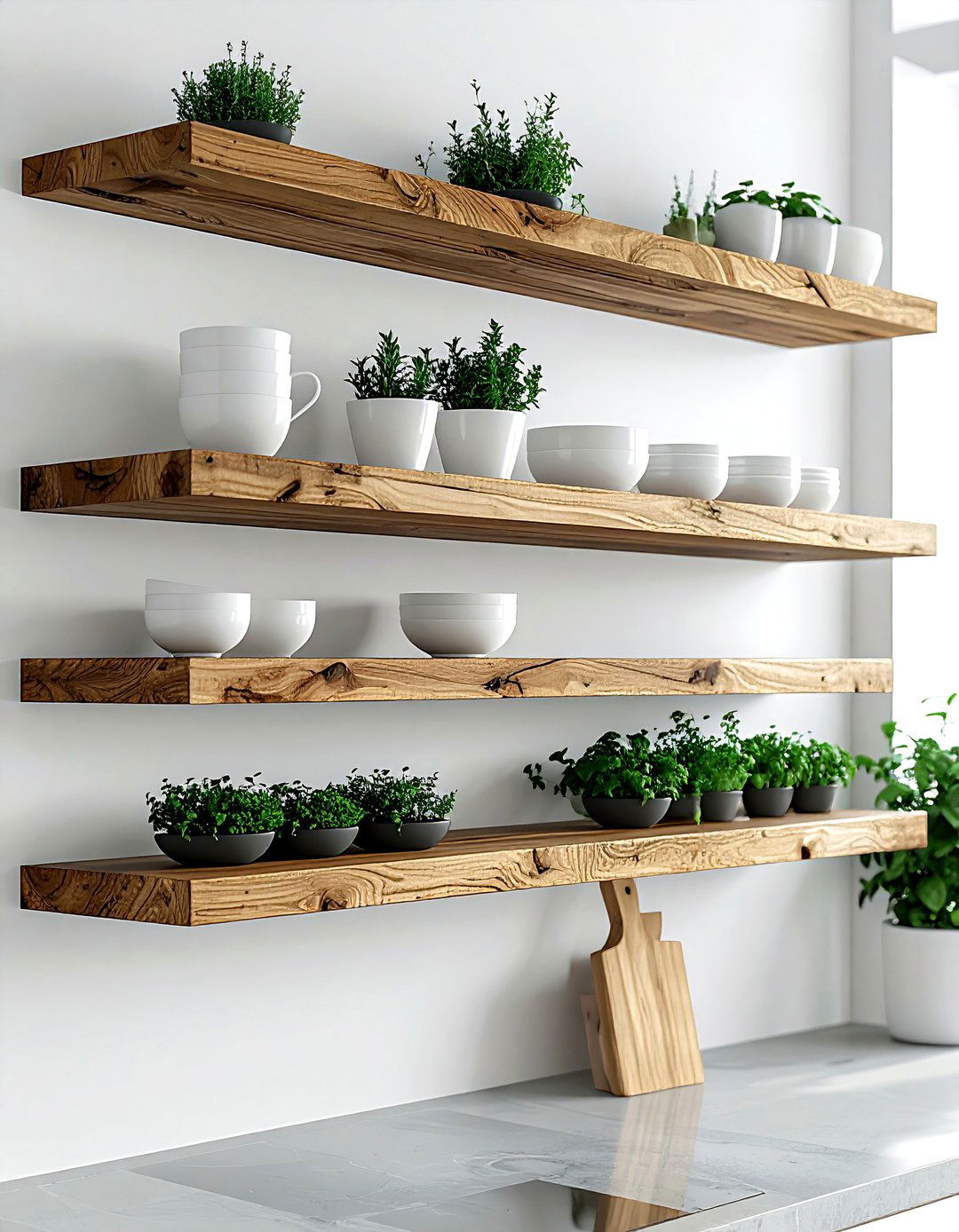 Floating wood shelves - 30 desert modern decor ideas