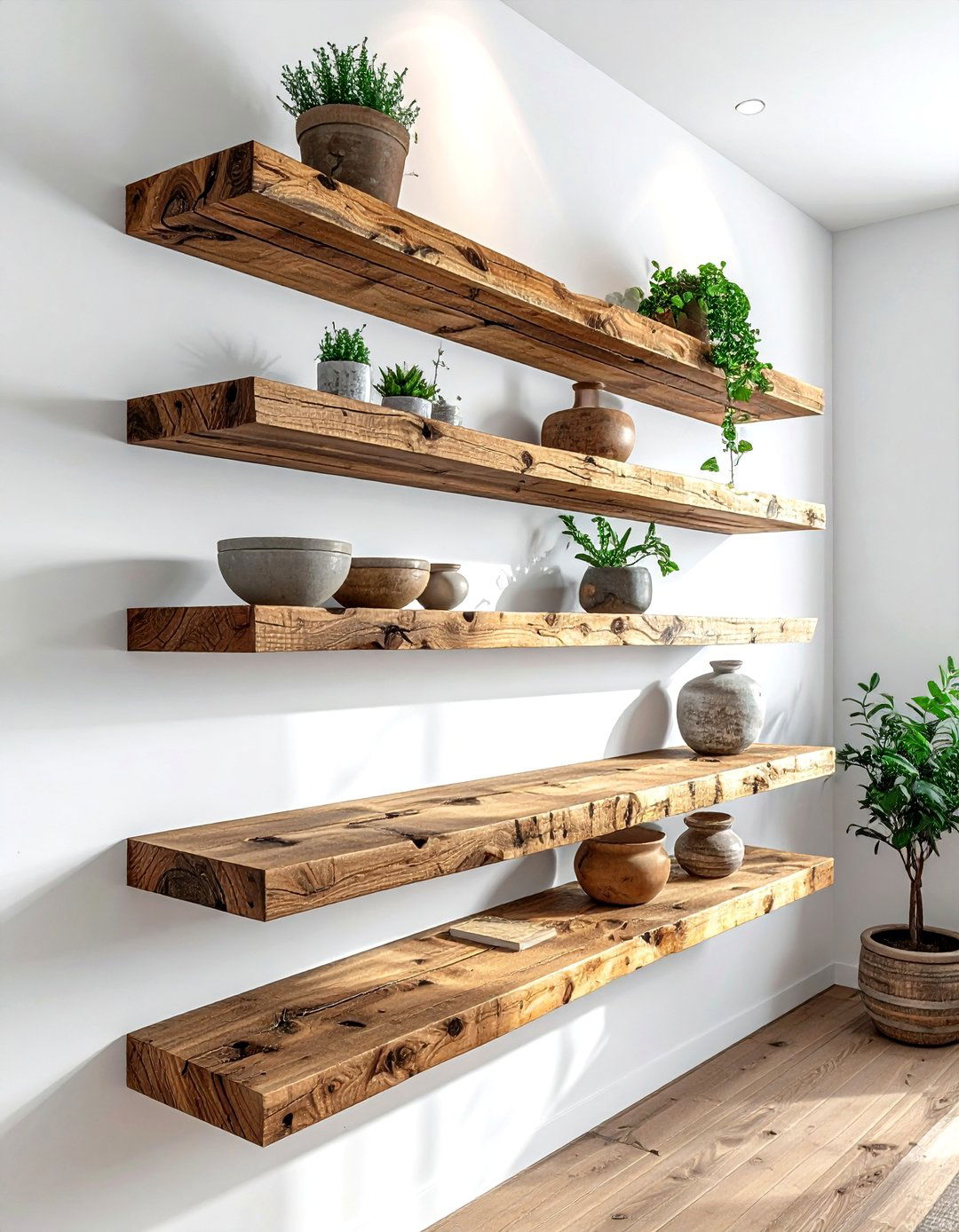 Floating wood shelves - 30 incredible decor ideas