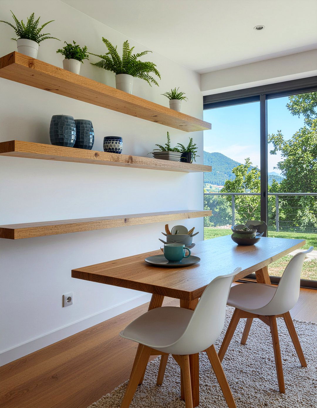 Floating wood shelves - 30 meadow dining room ideas