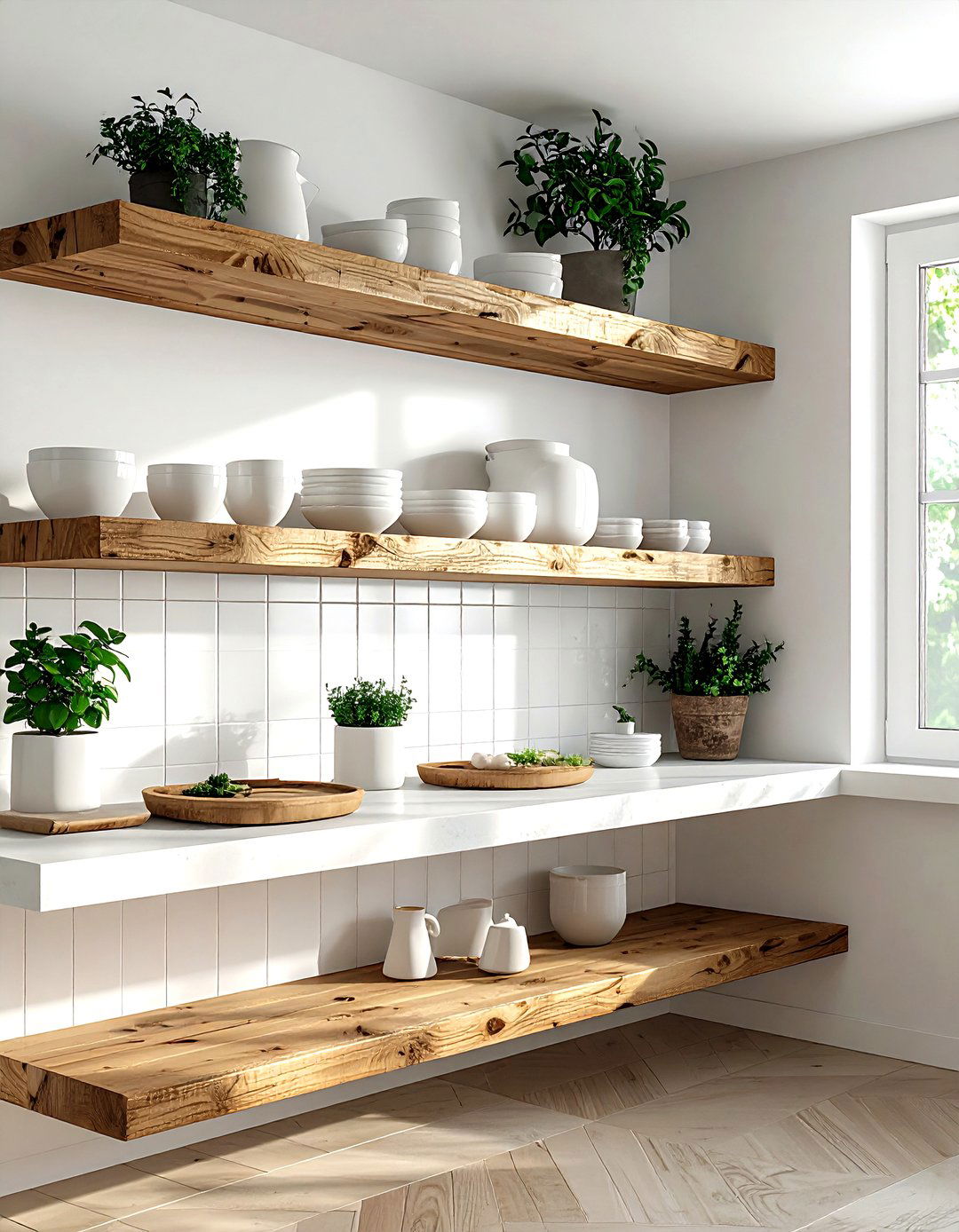 Floating wood shelves - 30 Property Brothers kitchen ideas