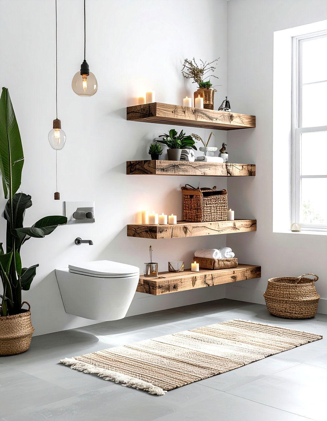 Floating wood shelves bathroom - 30 budget bathroom ideas