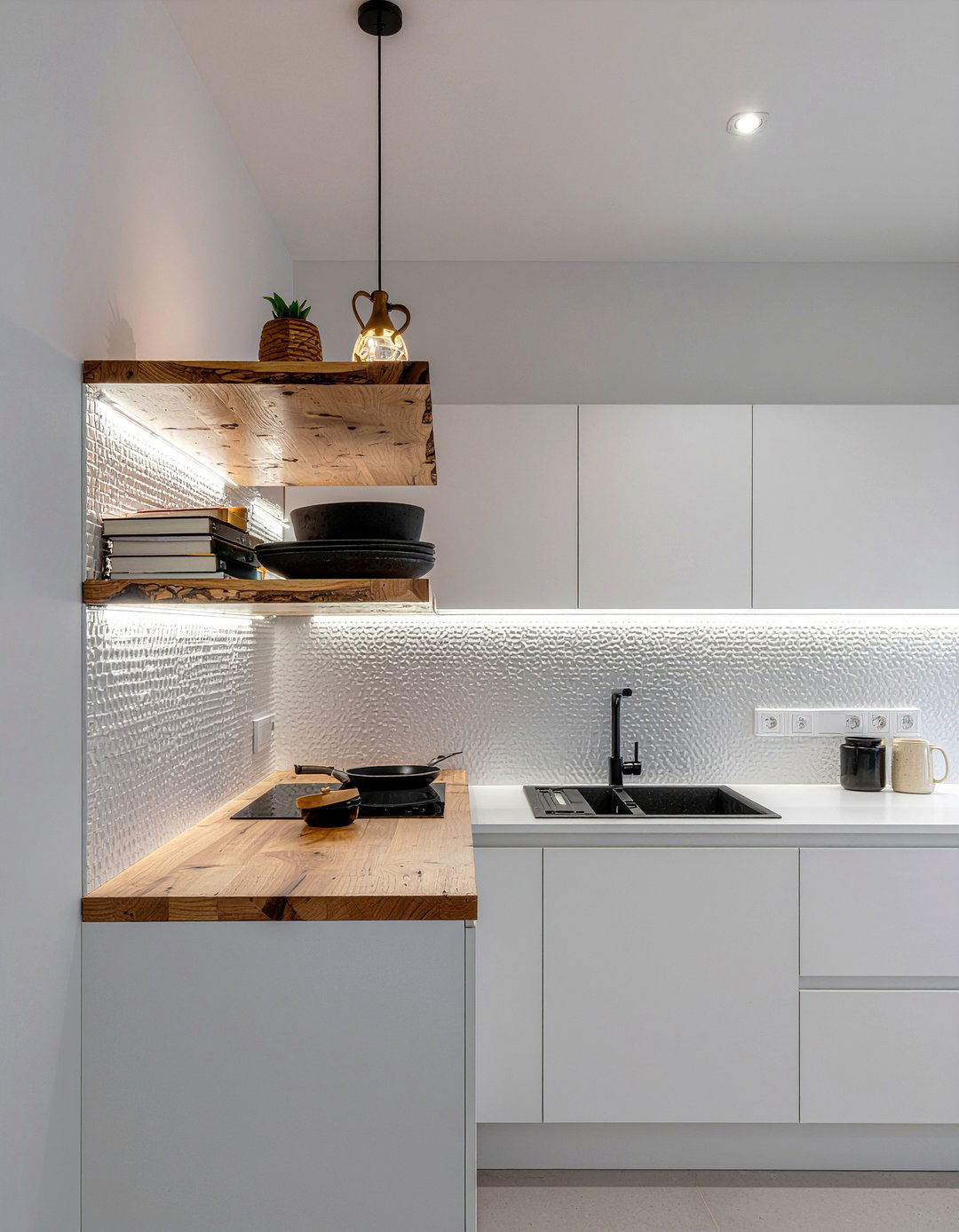 Floating wood shelves kitchen - 30 kitchen display ideas