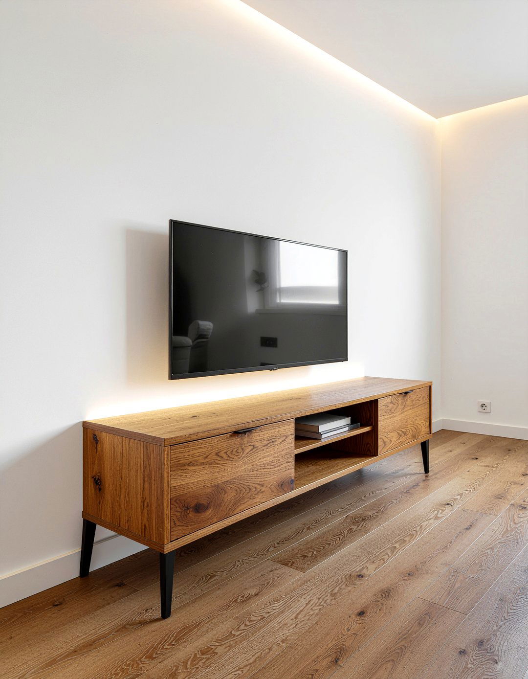 Floating wood tv stand - 30 living room tv stand ideas