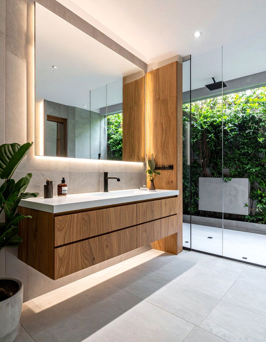 Floating wood vanity - 30 elegant bathroom ideas