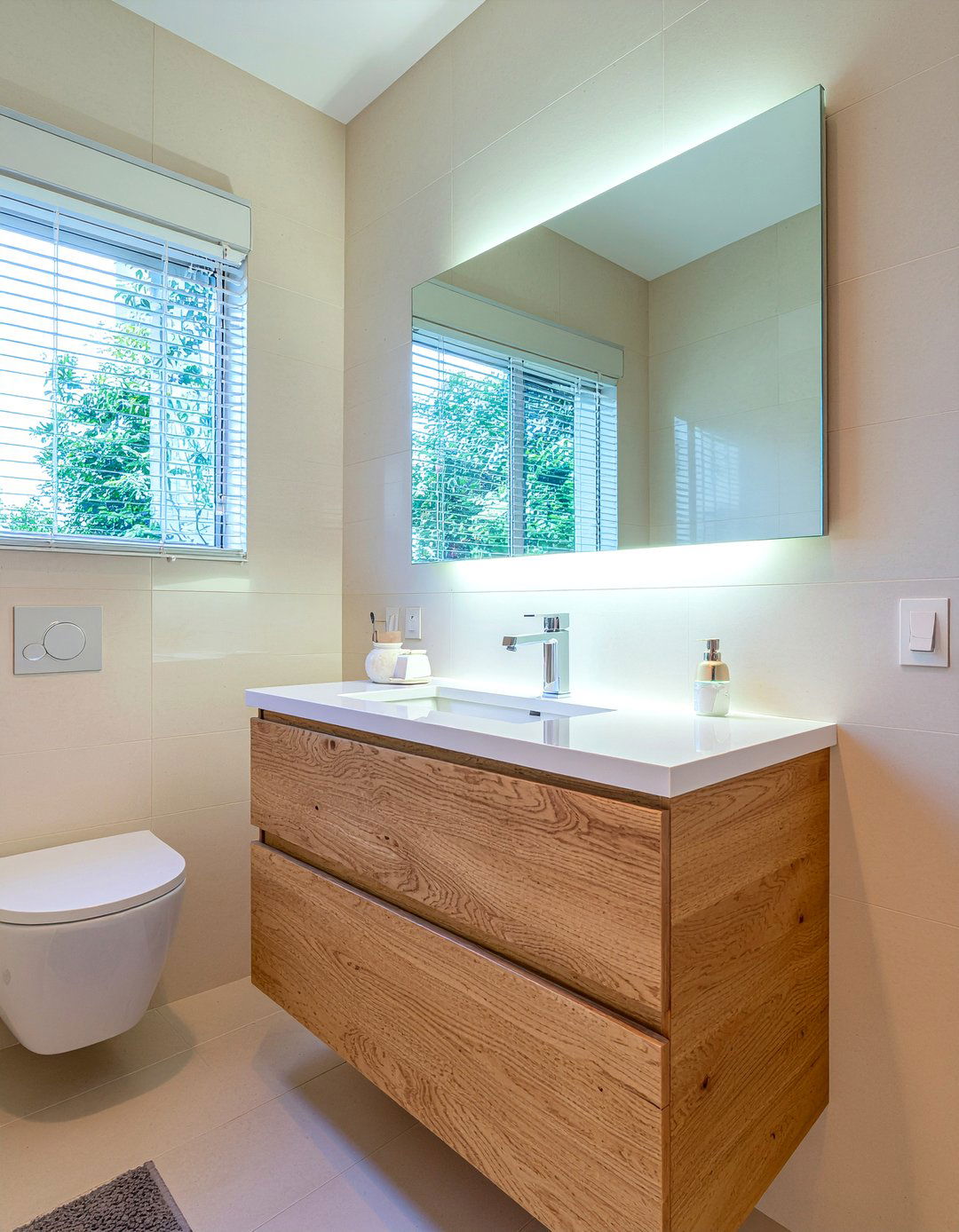 Floating wood vanity - 30 modern bathroom vanity ideas