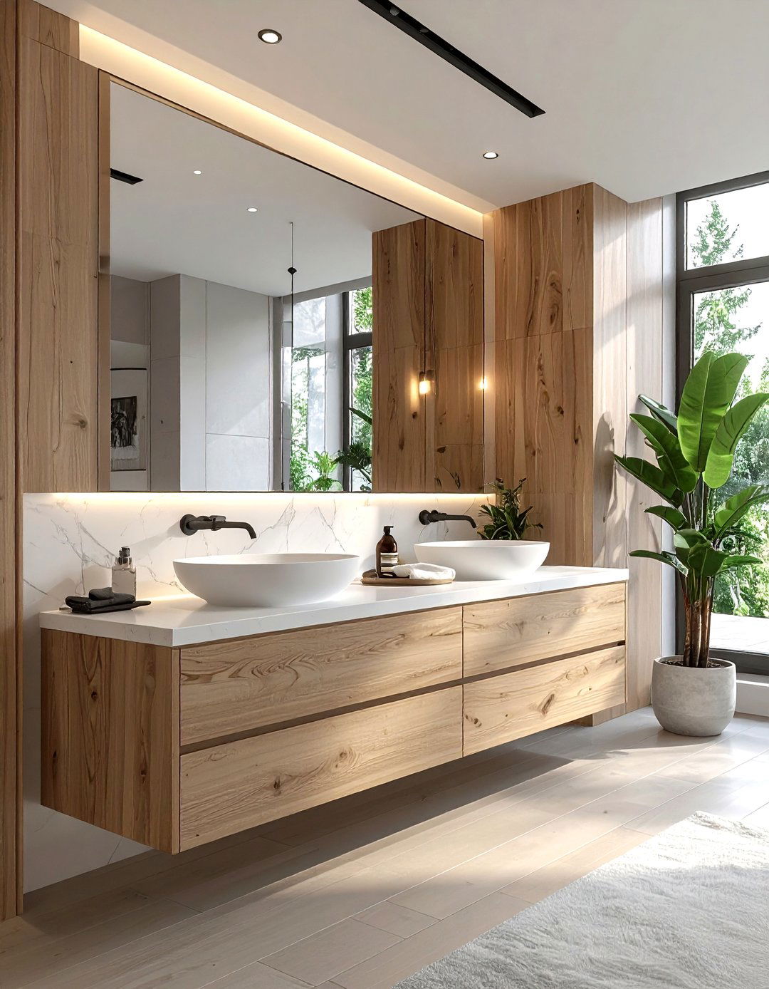 Floating wood vanity - 30 showstopper bathroom ideas