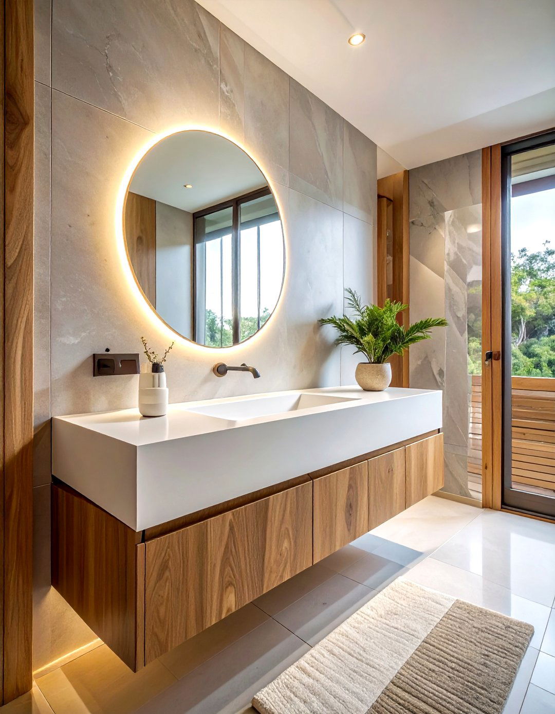 Floating wood vanity - 30 sophisticated bathroom ideas