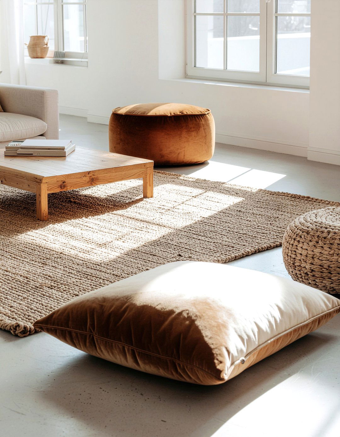 Floor Cushion Seating - 30 living room entertaining ideas