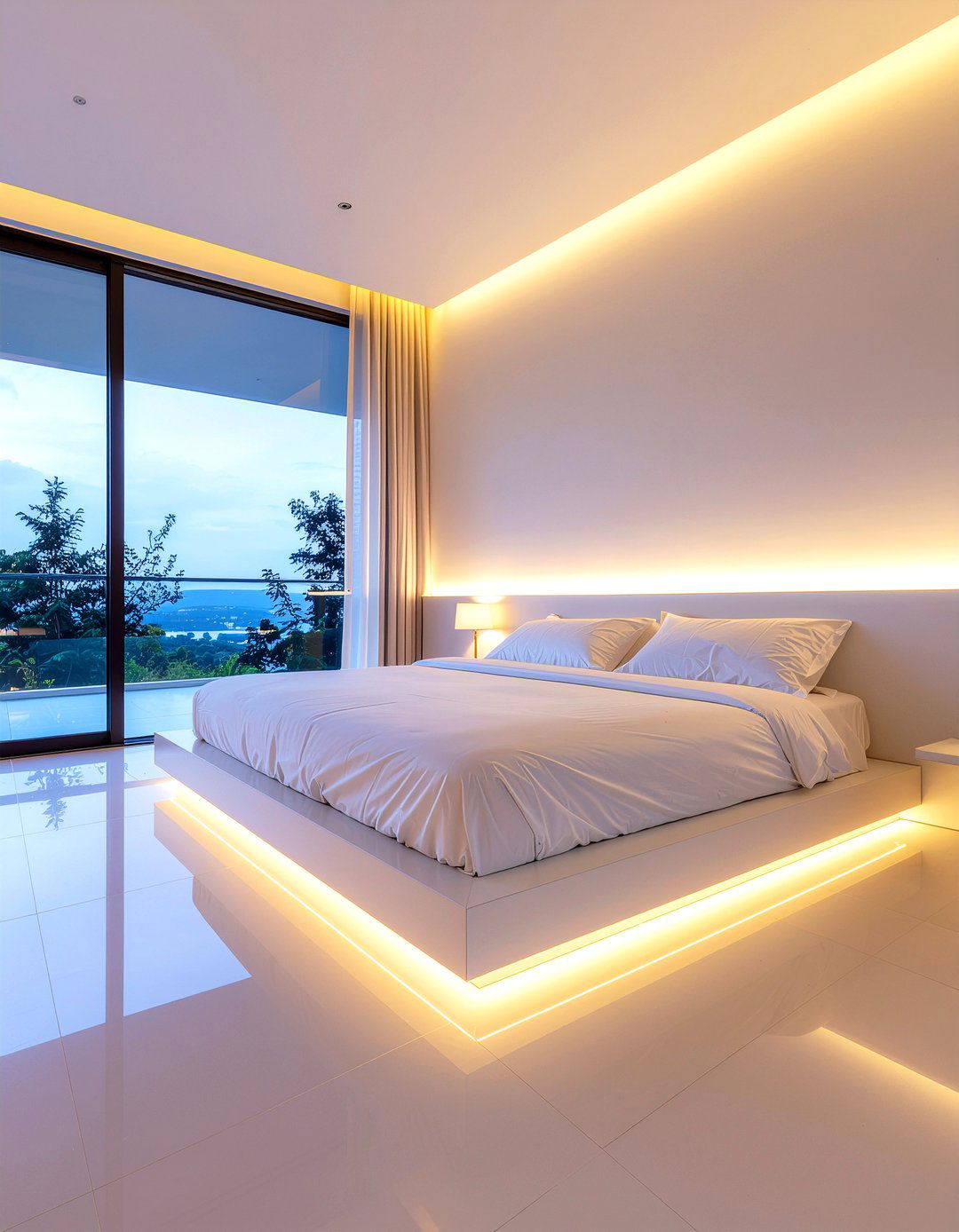 Floor Lighting Strip - 30 bedroom zoning ideas