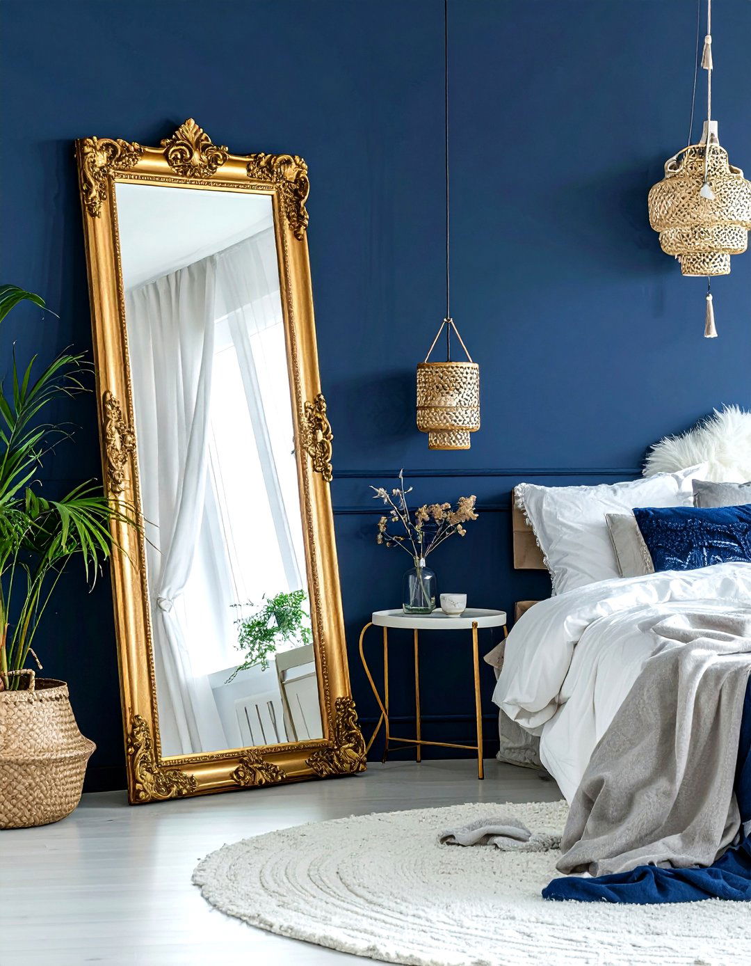 Floor Mirror Navy Bedroom - 30 bohemian navy bedroom ideas
