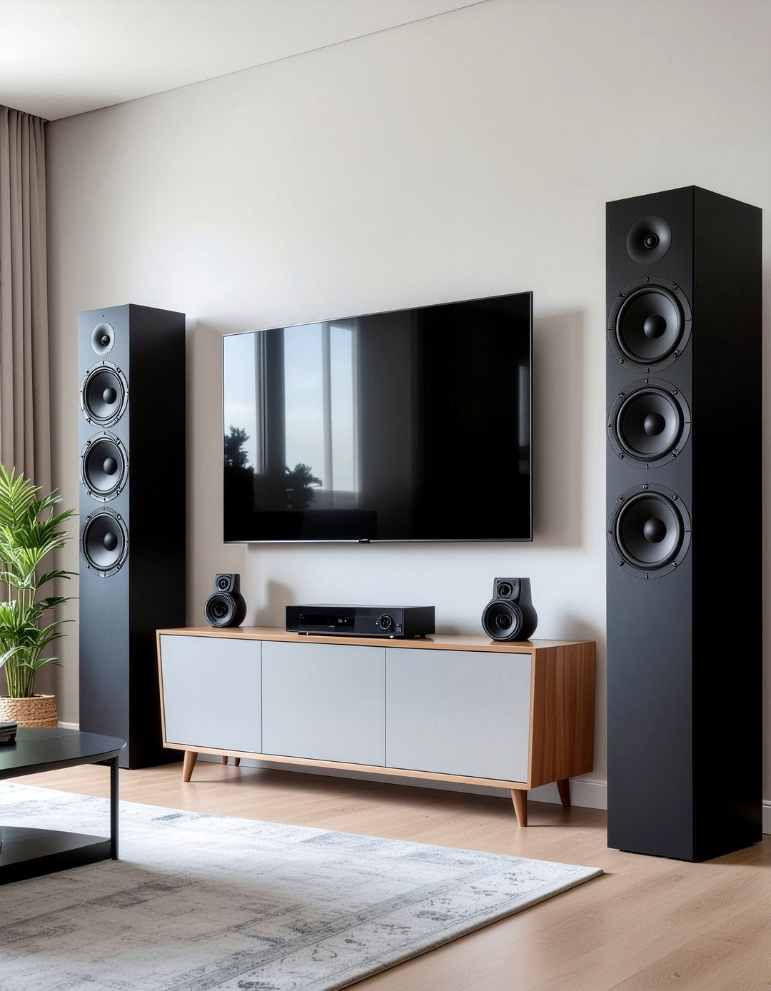 Floor Standing Tower Speakers - 30 living room surround sound ideas