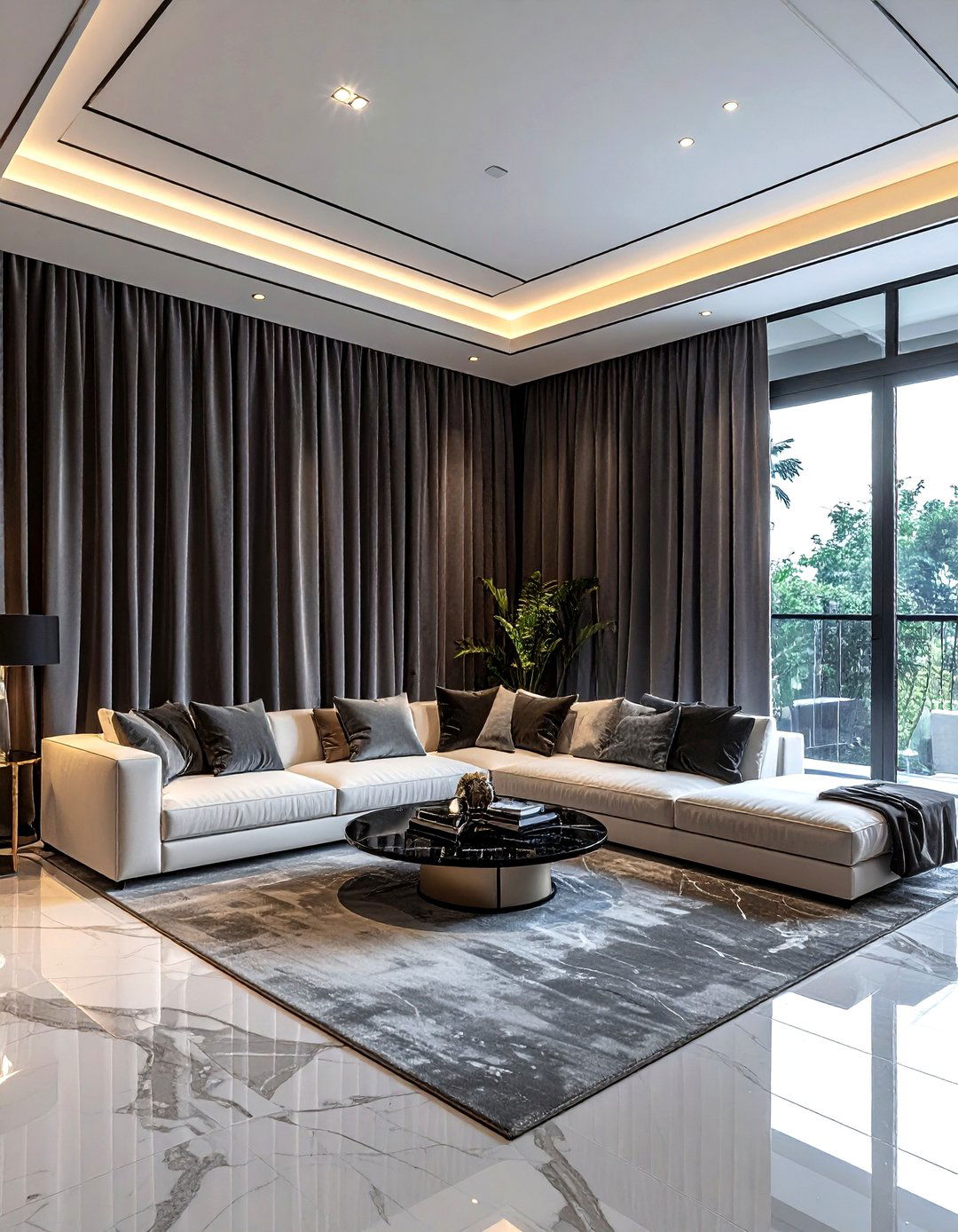 Floor To Ceiling Curtains - 30 living room luxury furniture ideas