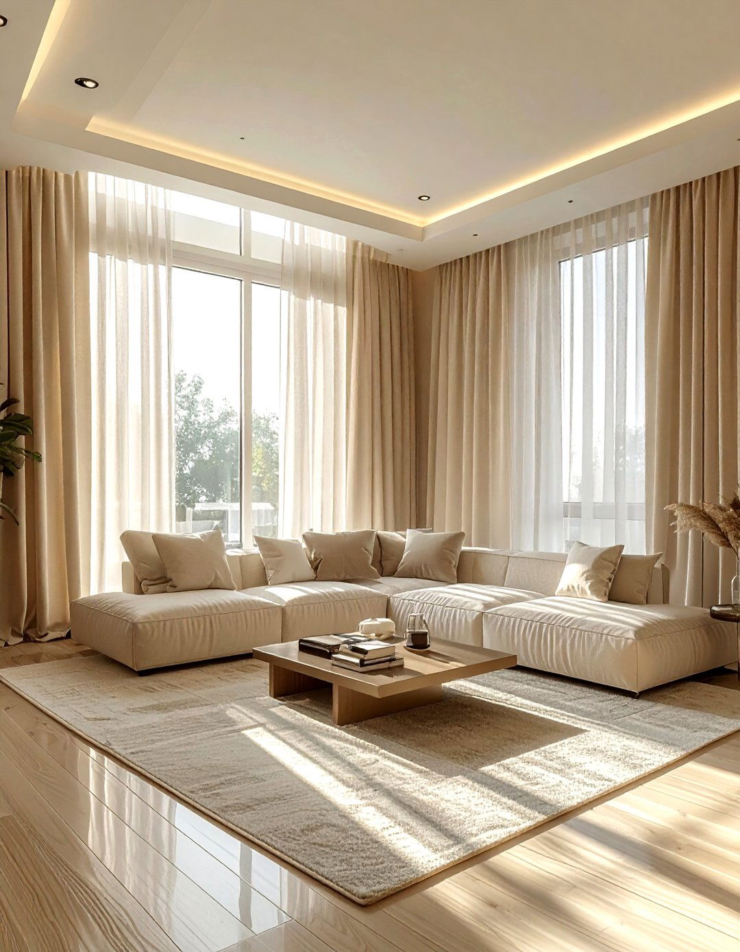 Floor To Ceiling Curtains - 30 living room space saving ideas