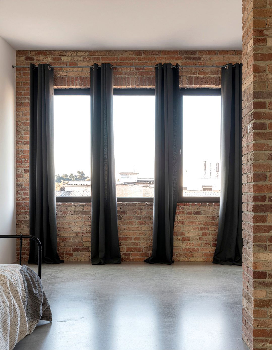 Floor To Ceiling Curtains - 30 warehouse bedroom ideas