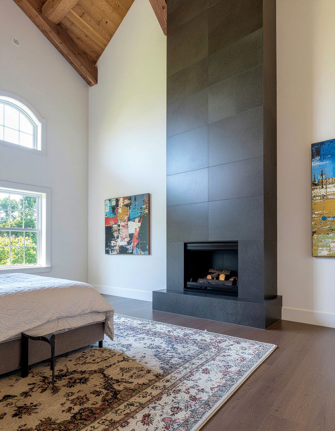 Floor To Ceiling Fireplace - 30 bedroom gas fireplace ideas