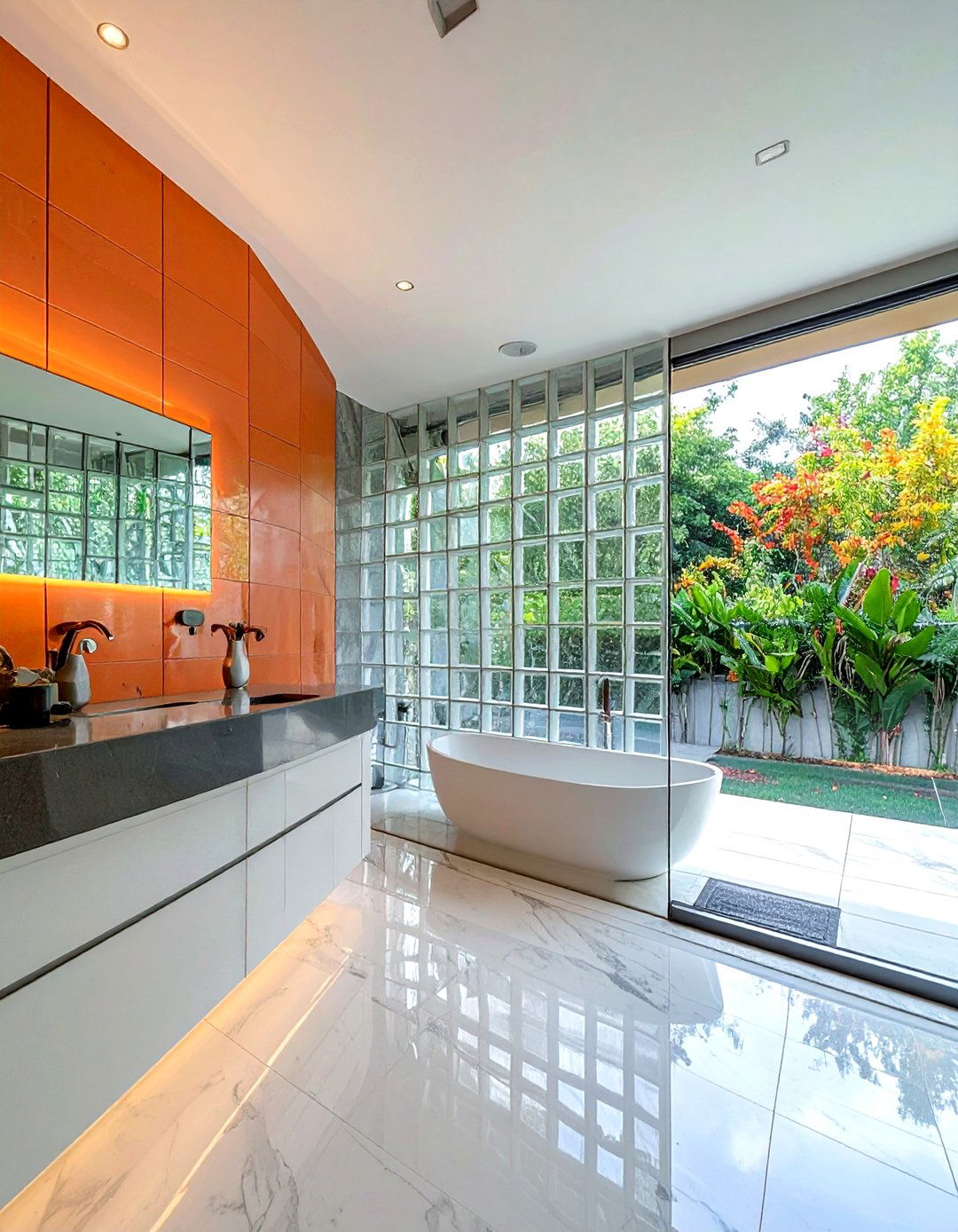 Floor To Ceiling Glass Block Partition - 30 glass block bathroom ideas