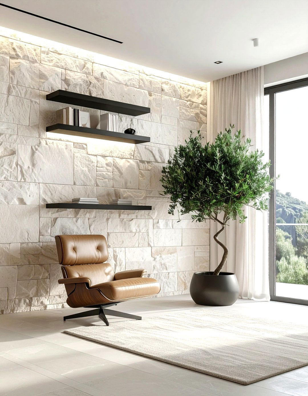 Floor To Ceiling Stone Wall - 30 living room stone wall ideas