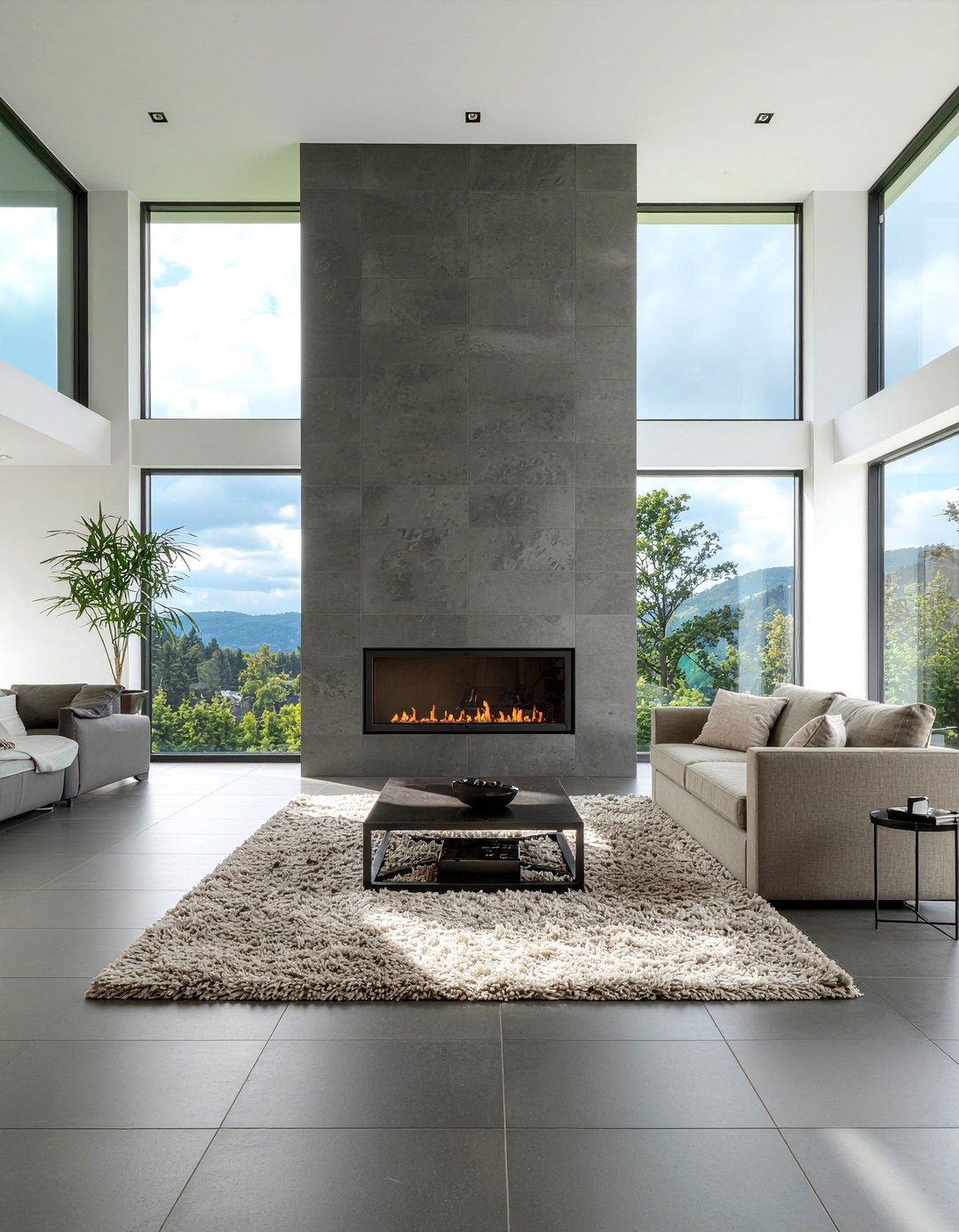 Floor To Ceiling Tile Fireplace - 30 living room linear fireplace ideas