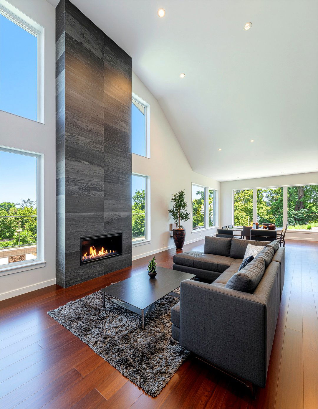 Floor To Ceiling Tile Fireplace - 30 living room gas fireplace ideas