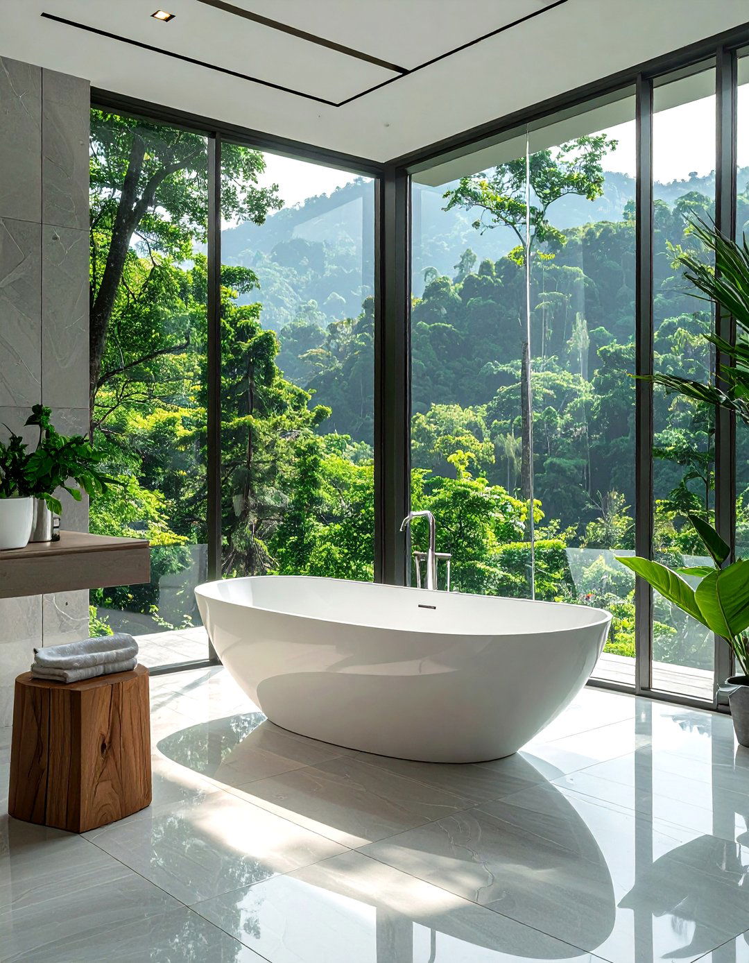Floor To Ceiling Window - 30 natural light bathroom ideas