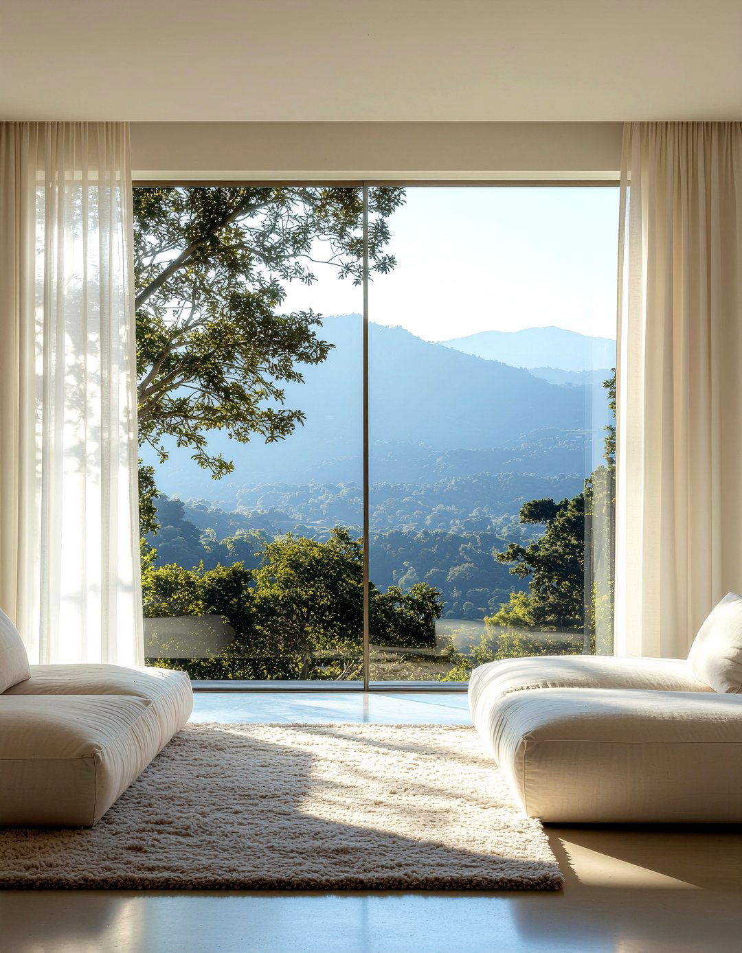 Floor To Ceiling Window - 30 warm minimalist living room ideas