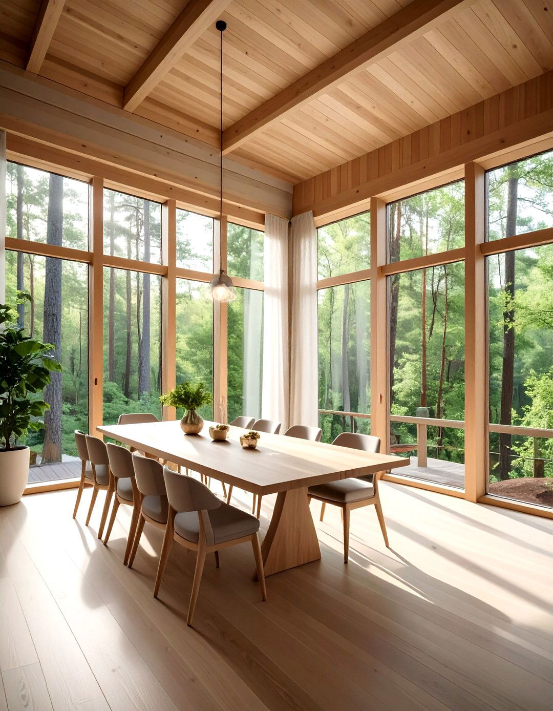 Floor To Ceiling Windows - 30 lodge dining room ideas