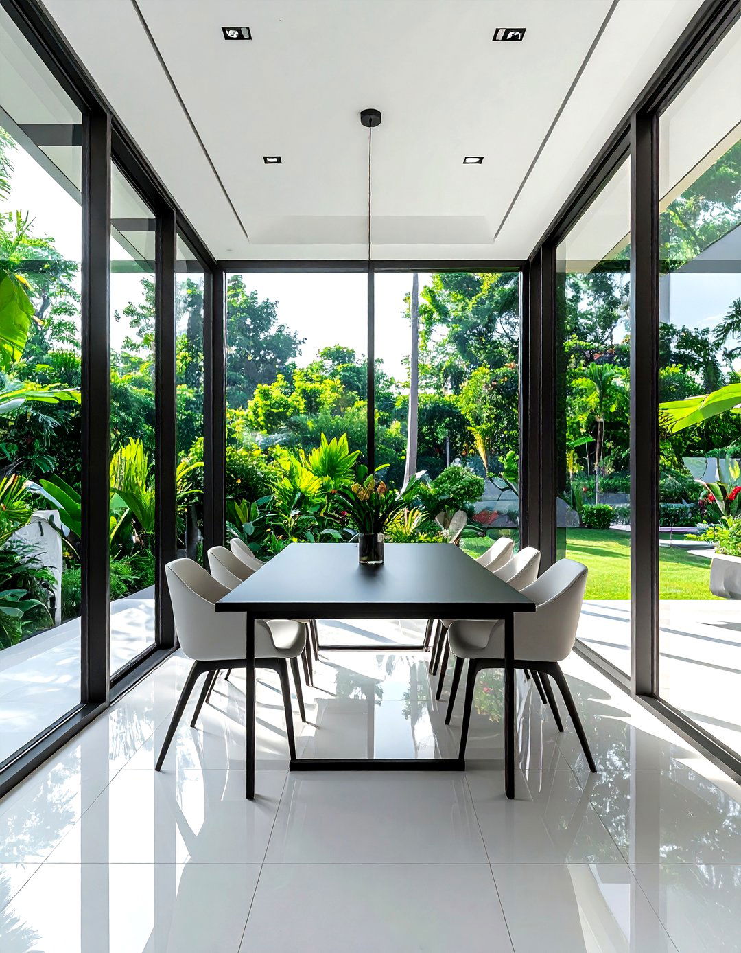 Floor To Ceiling Windows - 30 minimalist dining room ideas