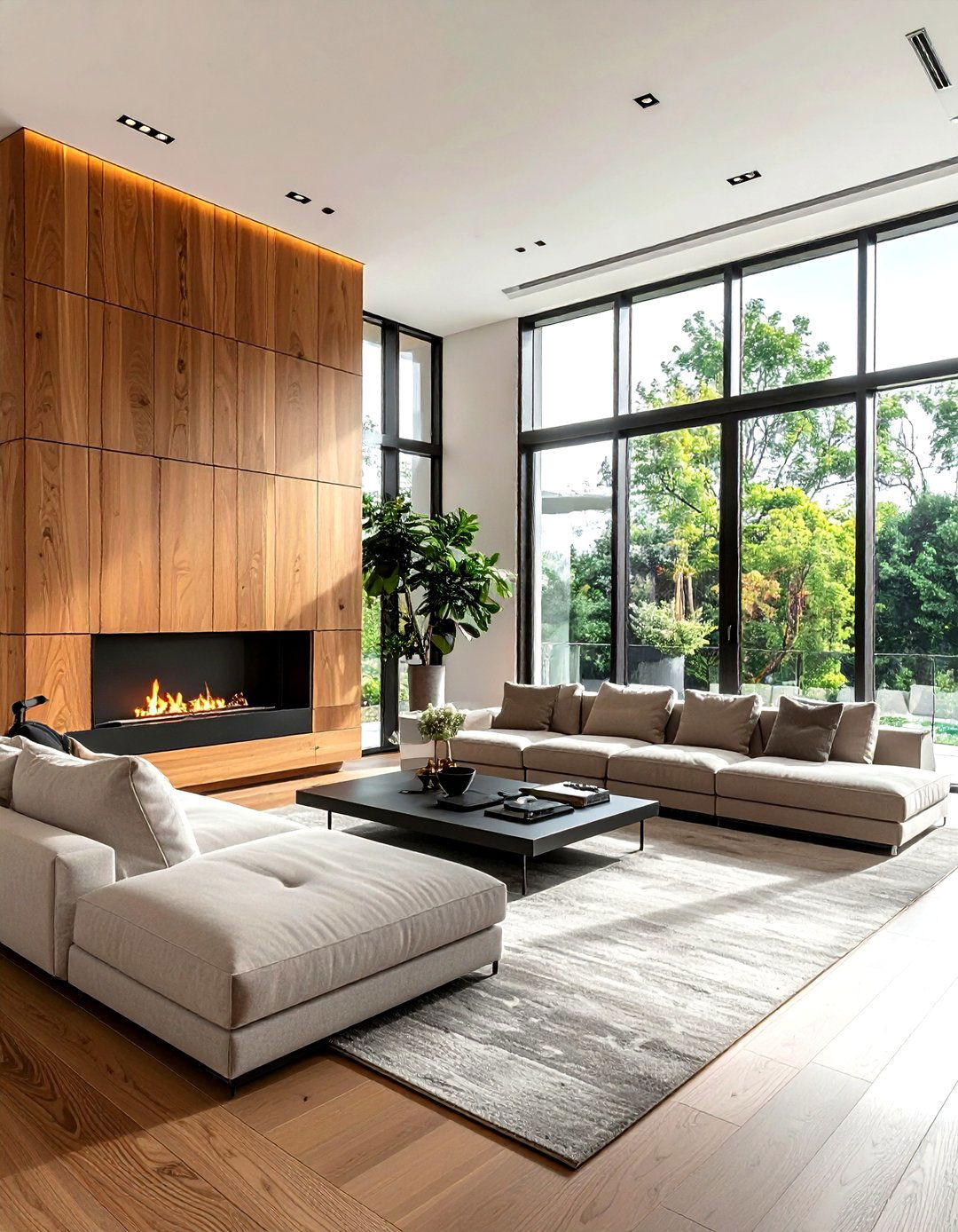 Floor To Ceiling Wood Wall - 30 living room plank wall ideas