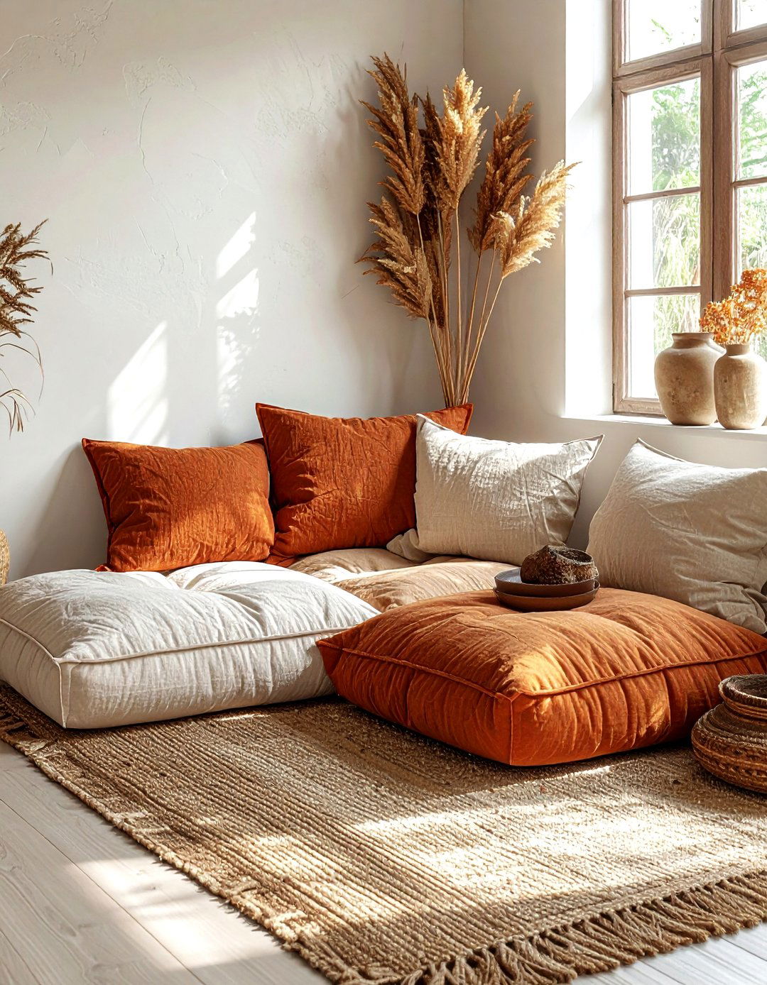 Floor cushion seating - 30 peaceful decor ideas