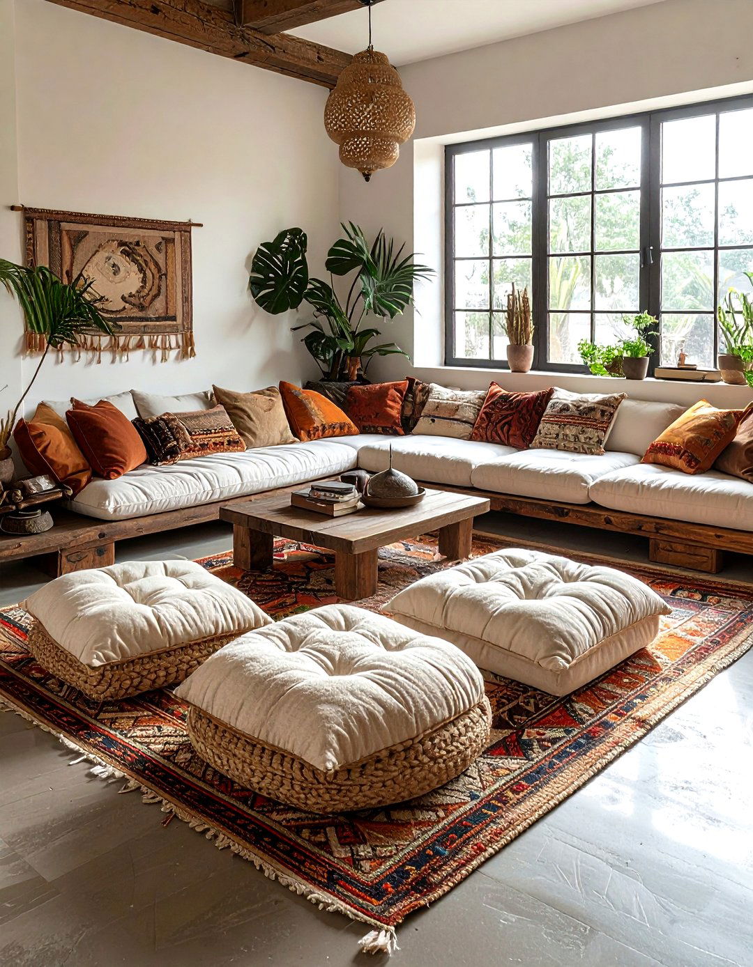 Floor cushion seating - 30 cozy decor ideas