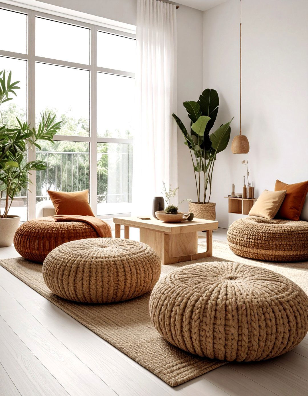 Floor cushion seating - 30 living room hosting ideas