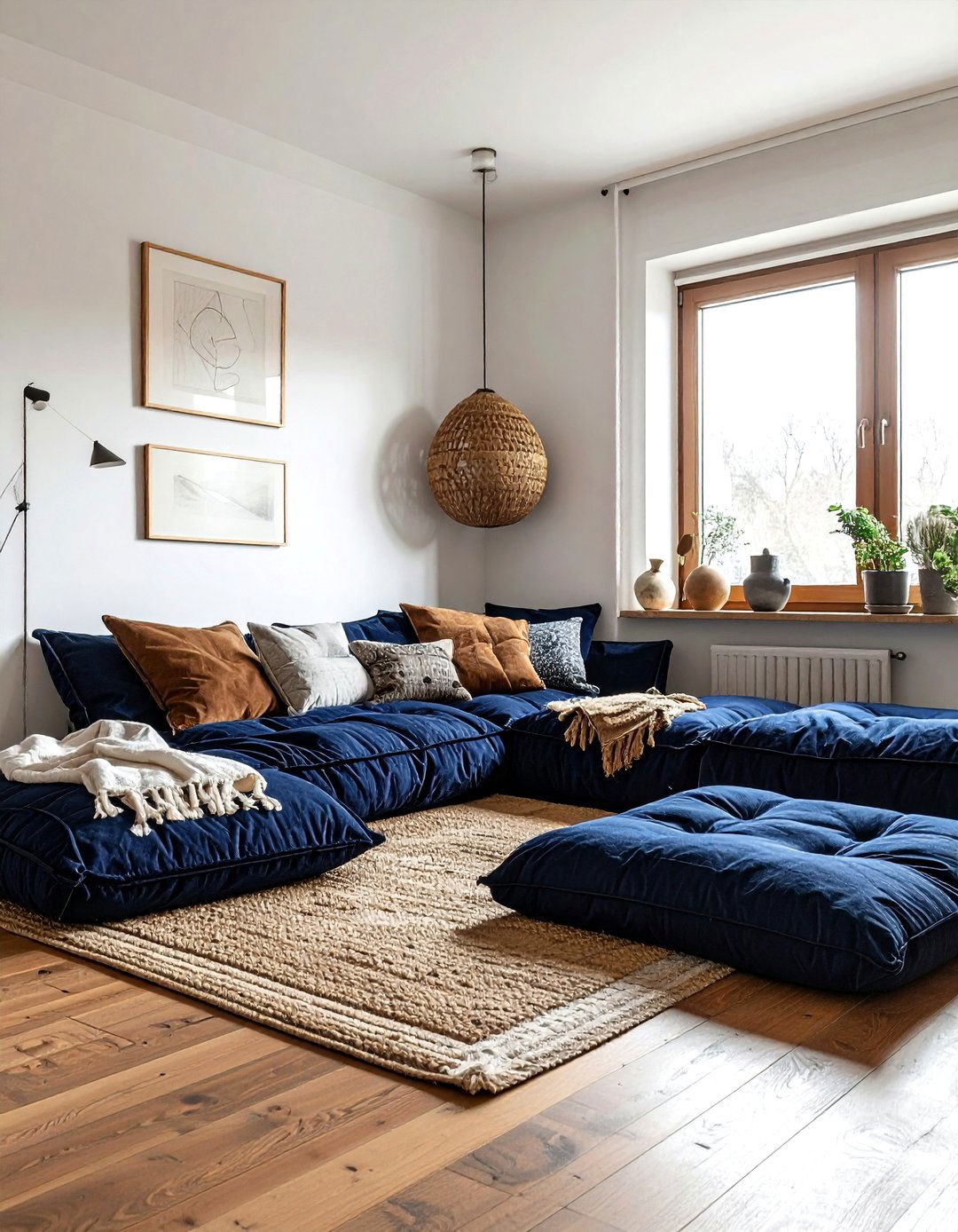 Floor cushions - 30 rental decor ideas