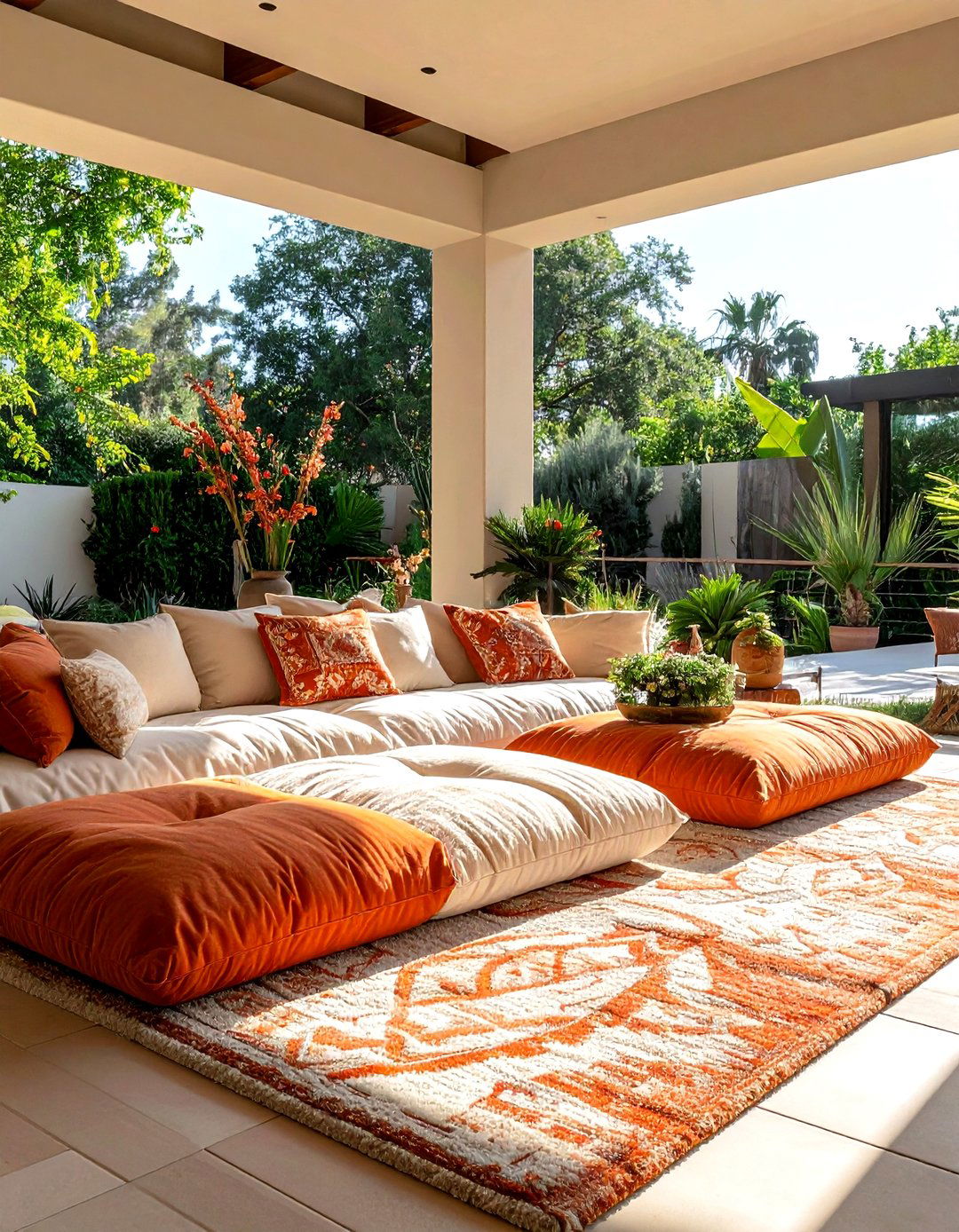 Floor cushions - 30 back porch decor ideas