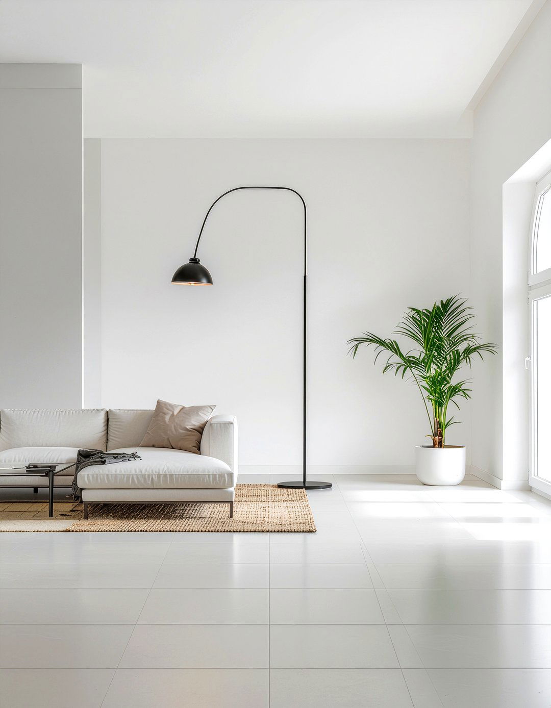 Floor lamp in minimalist room - 30 living room floor lamp placement