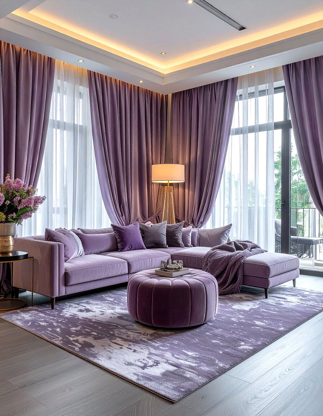 Floor length drapes - 30 living room curtain ideas