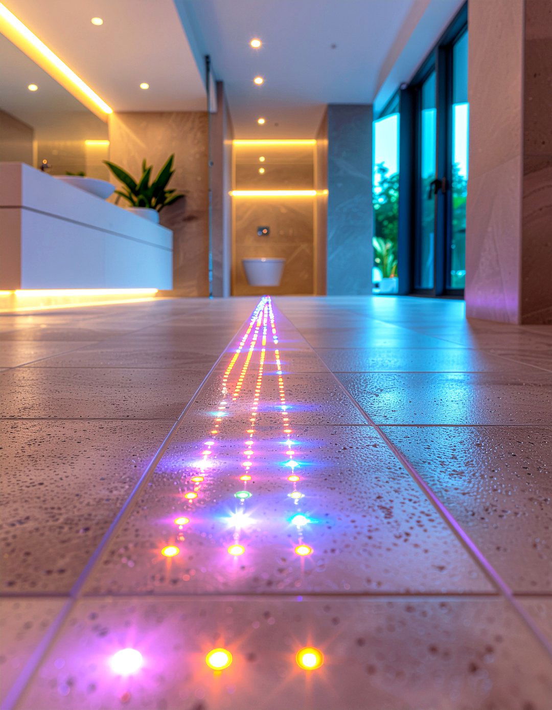 Floor level led lighting - 30 bathroom LED lighting ideas