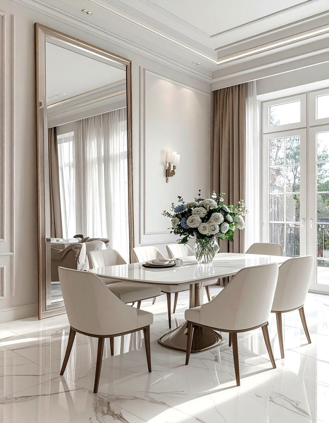 Floor mirror as focal point - 30 floor mirror dining room ideas