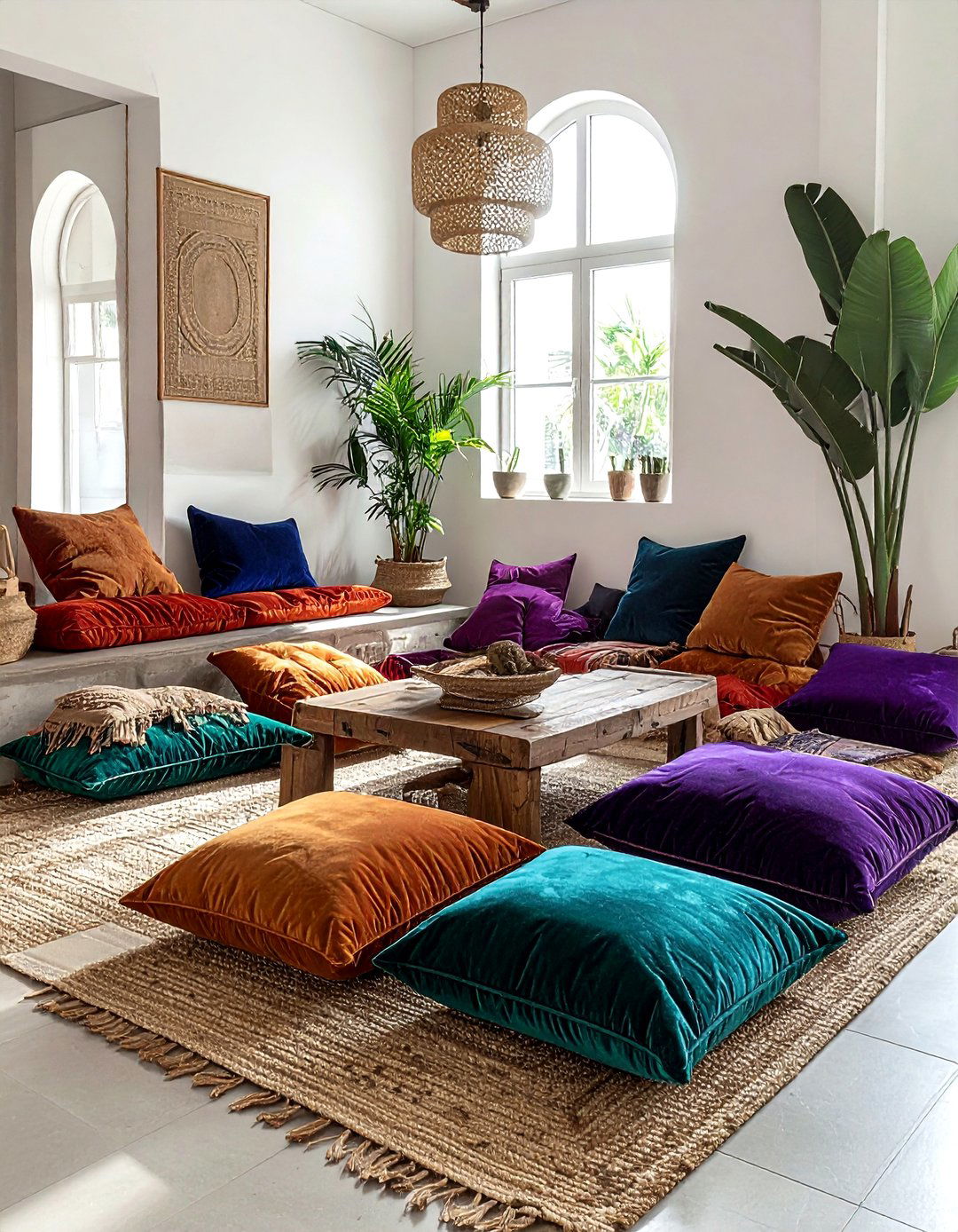 Floor pillow seating - 30 temporary dining room ideas