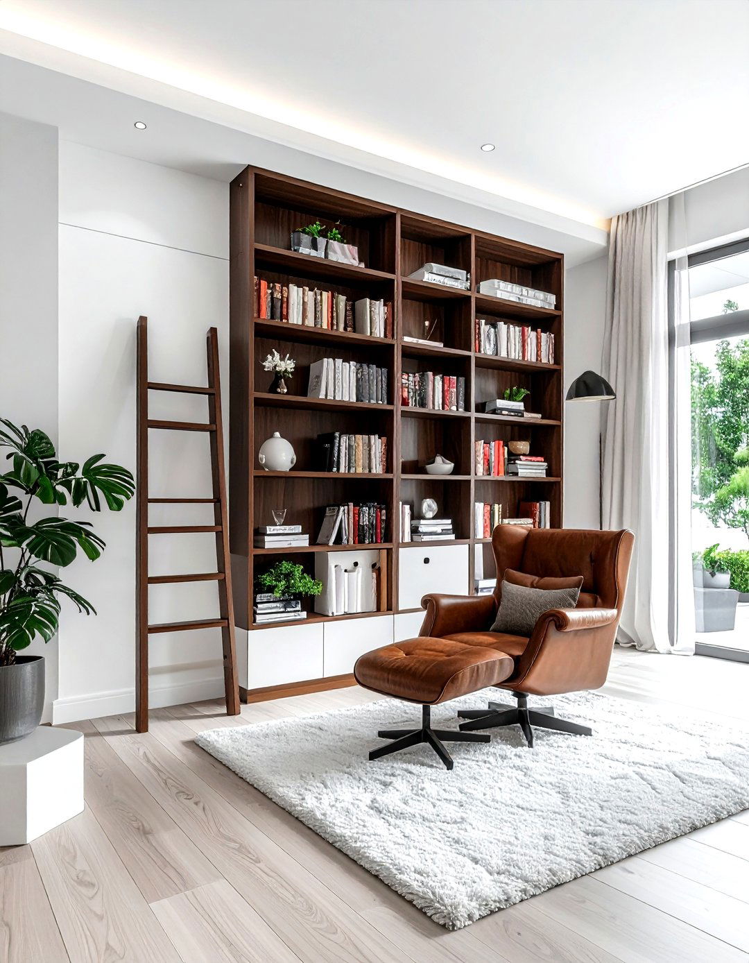 Floor to ceiling bookshelf - 30 living room statement piece ideas