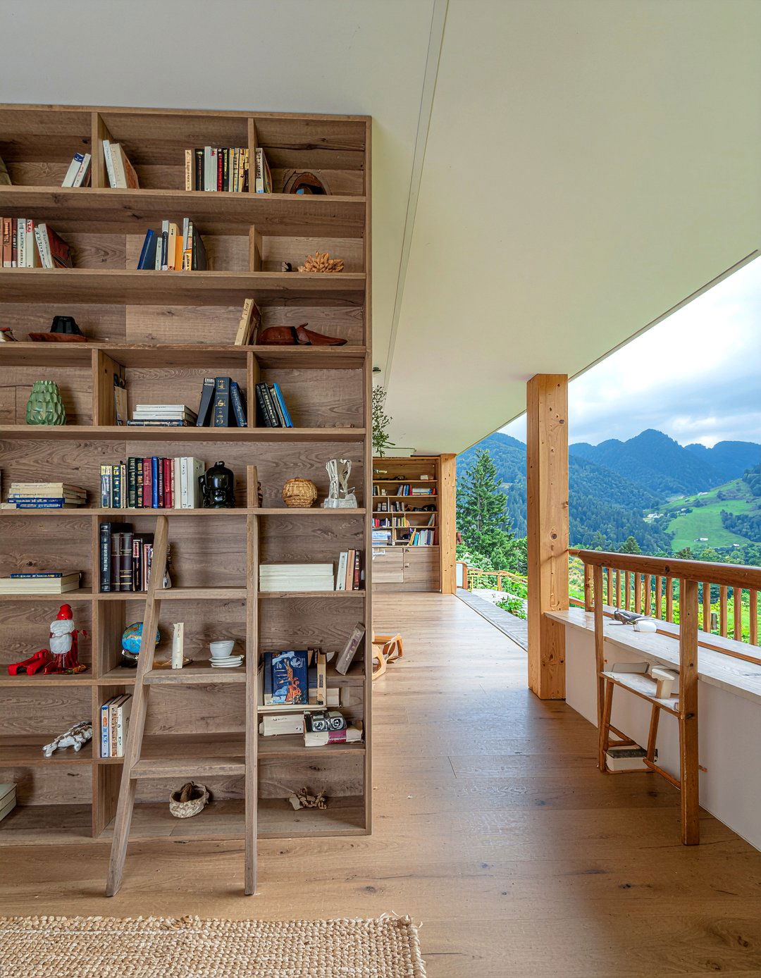 Floor to ceiling bookshelf - 30 mountain house living room ideas