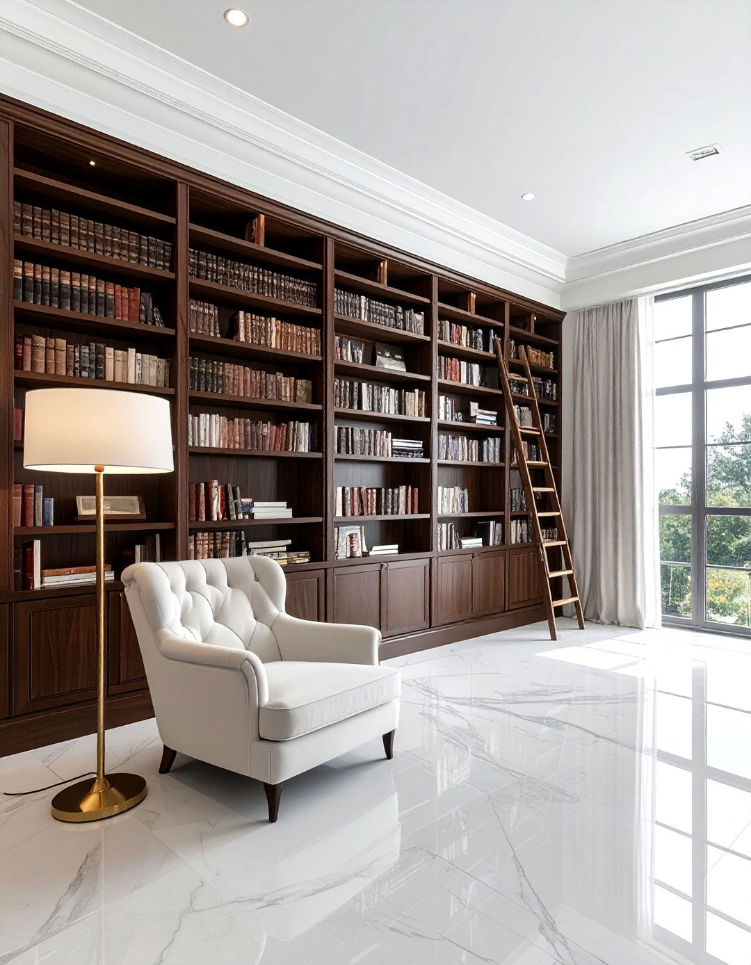 Floor to ceiling bookshelf home library - 30 maximalist decor ideas