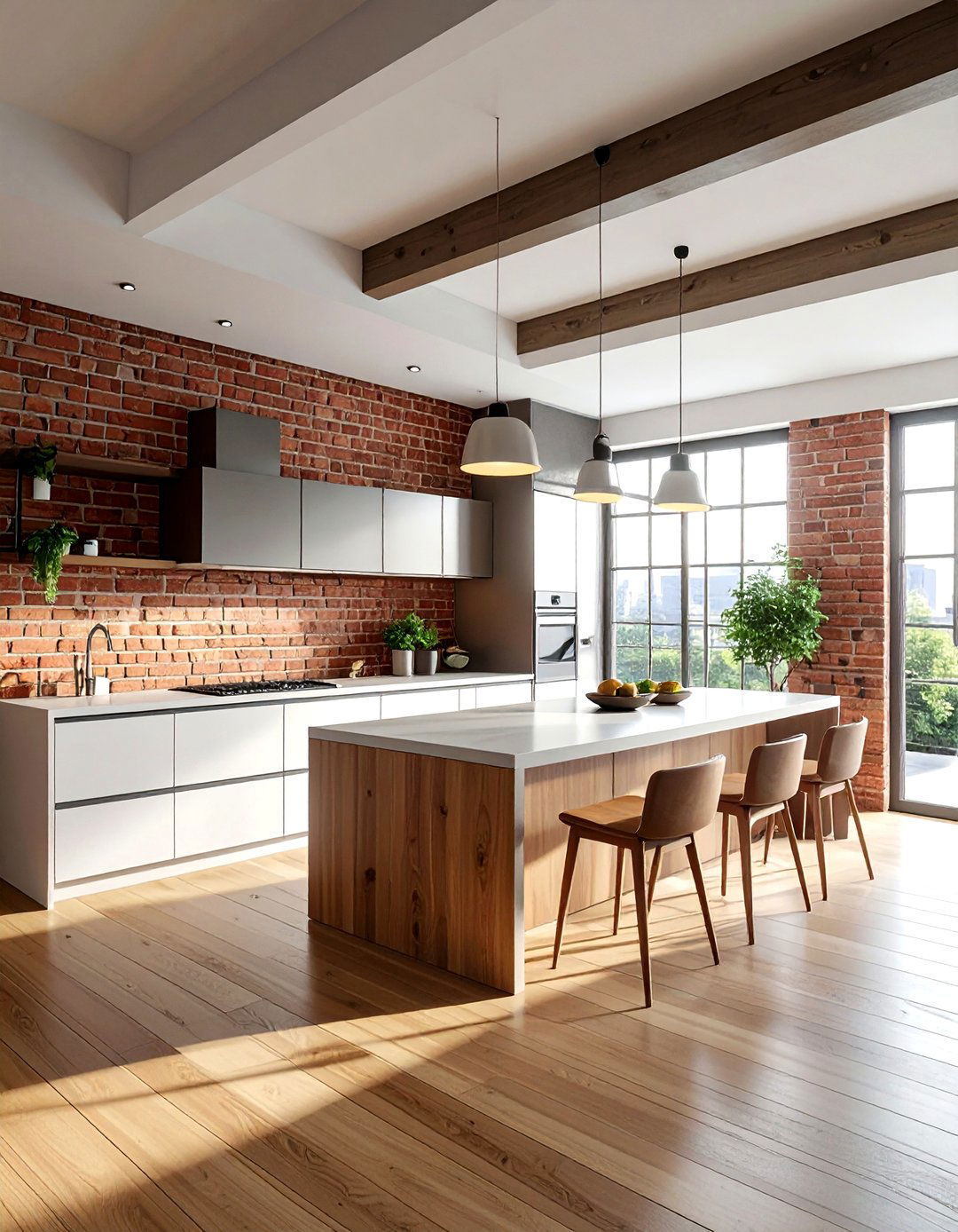 Floor to ceiling brick kitchen - 30 exposed brick kitchen ideas