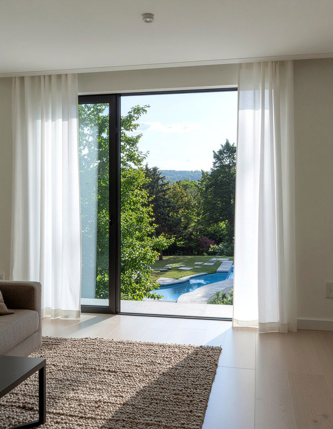 Floor to ceiling curtains - 30 minimalist living room ideas