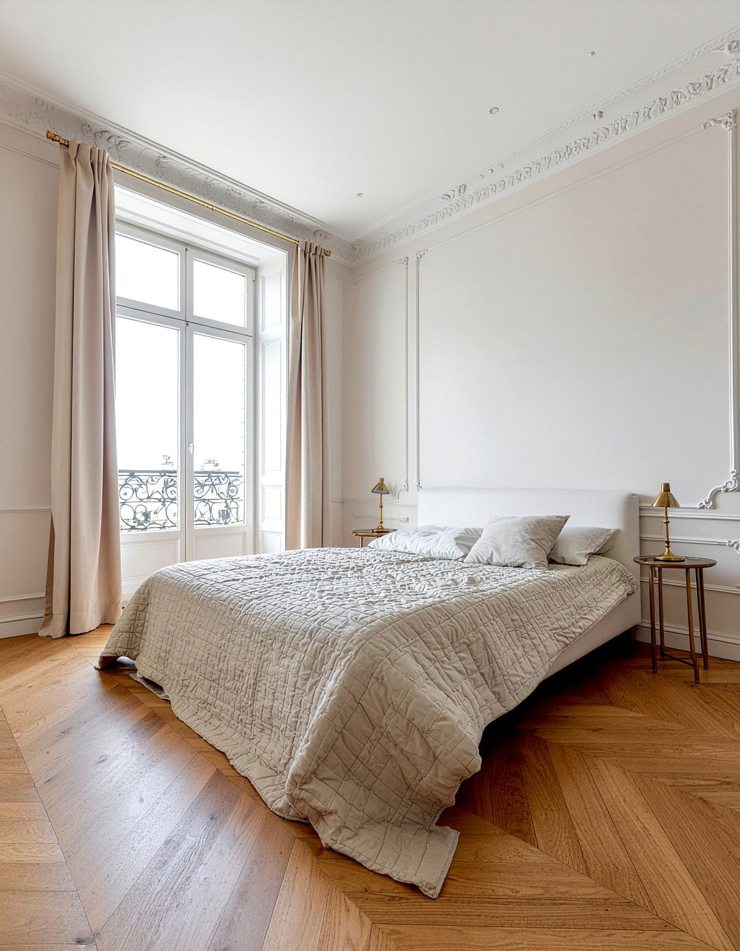 Floor to ceiling curtains - 30 Parisian bedroom ideas