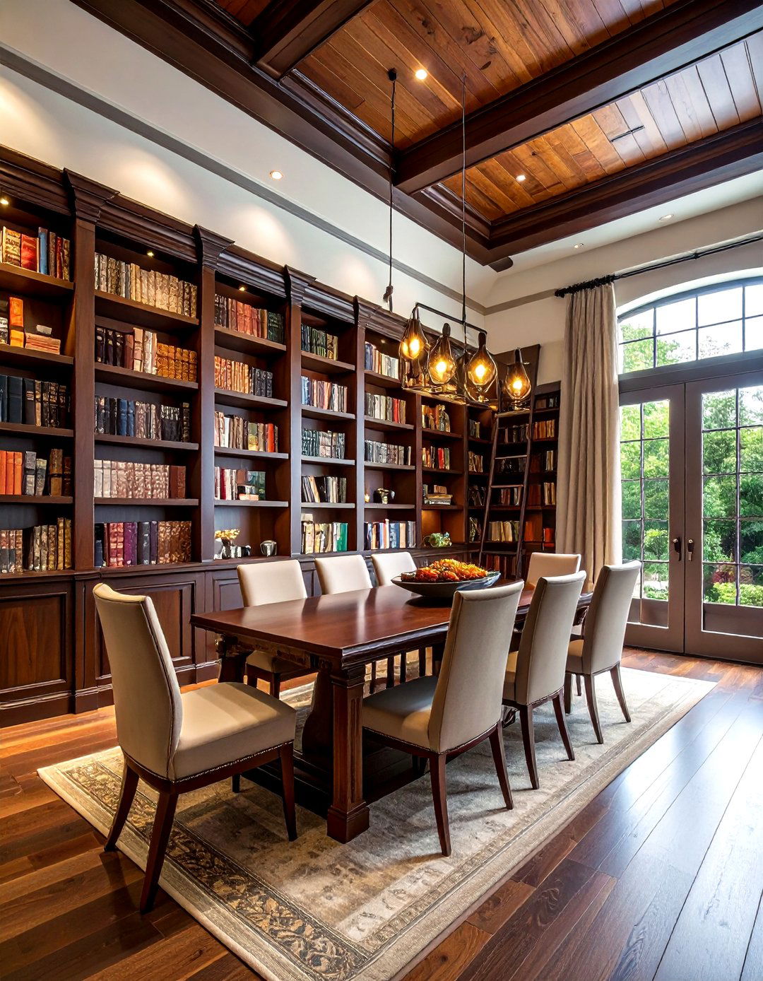 Floor to ceiling dining room bookshelves - 30 dining room alcove storage ideas
